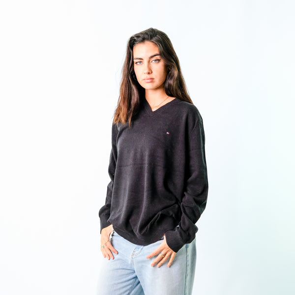 Black y2ks Tommy Hilfiger Knit Sweatshirt (XL)